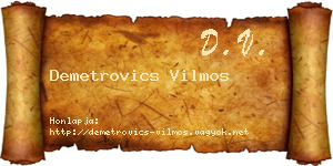 Demetrovics Vilmos névjegykártya